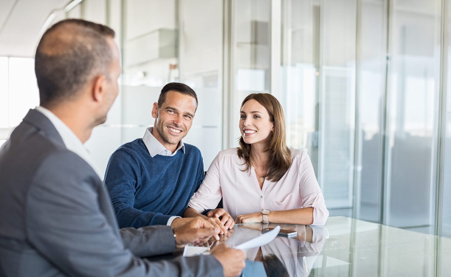 Businessman with customers