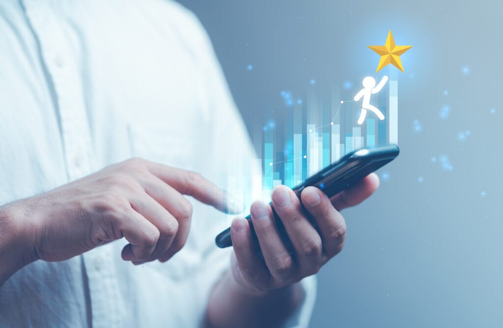 online business success concept strategy Planning, To Succeed and Reach The golden Stars, Customer Journey.